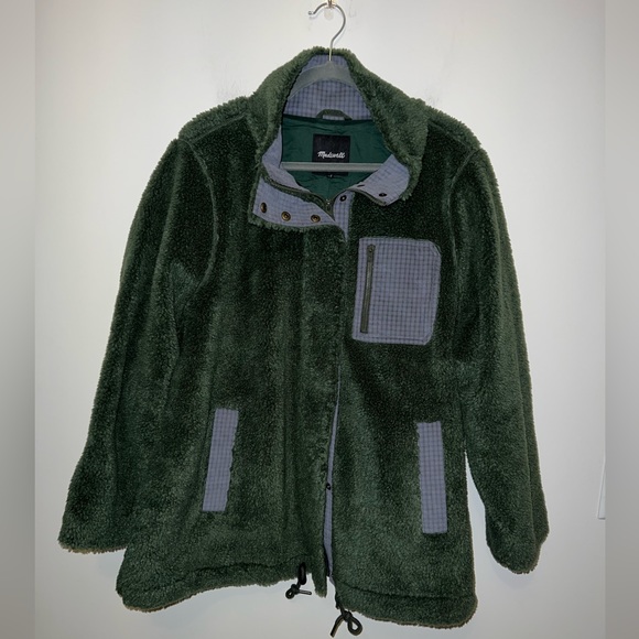 NWOT Madewell Deep Forest (Re)sourced Sherpa Zip Jacket size 1x - Picture 5 of 8